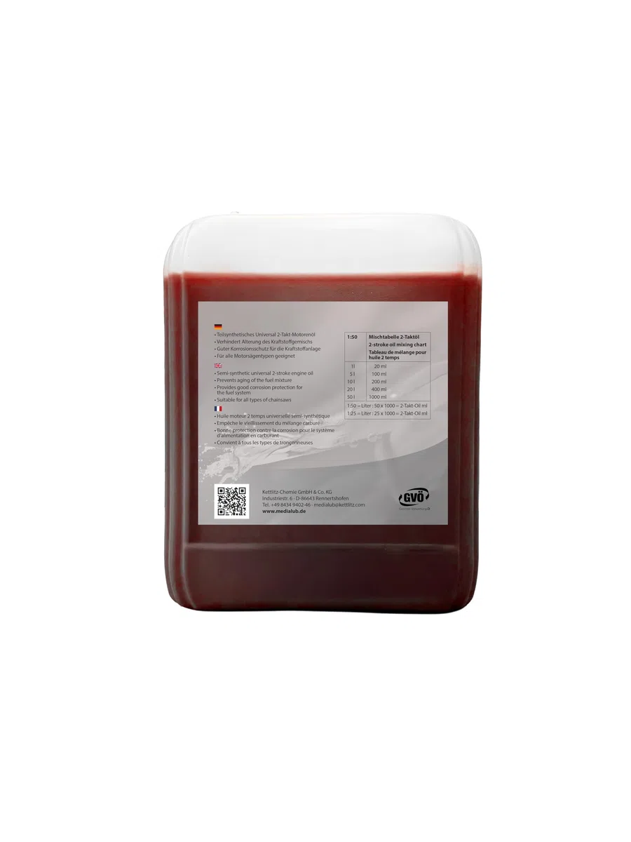 Huile 2T Semi-Synthétique 5L – Huile Moteur 2 Temps Essence – Faible Fumée – Tronçonneuse Débroussailleuse Scooter
